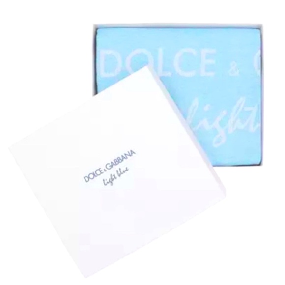 Dolce Gabbana Light Blue Beach Towel Cotton New Gift Box Authentic - Picture 1 of 13
